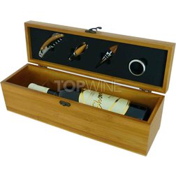 Darčekový box na víno - bambus s vinárskou súpravou