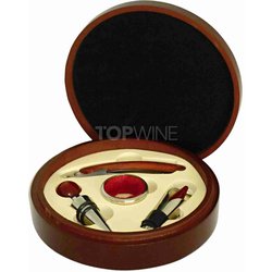 Darčeková krabička MAHAGON okrúhla so sadou 4 vinárskych pomôcok 1.jpg