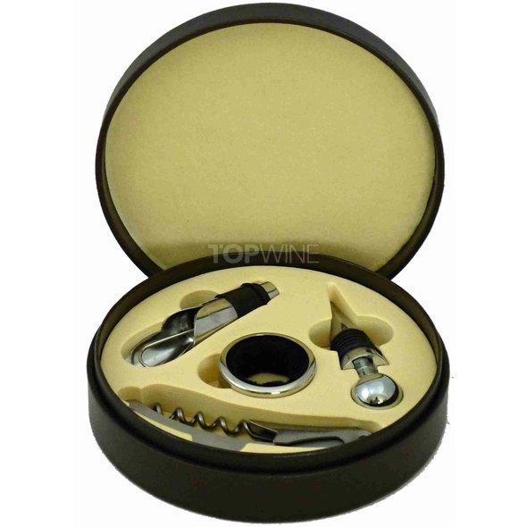 Darčeková krabička BLACK okrúhla so sadou 4 vinárskych pomôcok 1.jpg