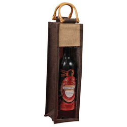Darčeková taška jutová na 1 fľašu hnedá.PNG