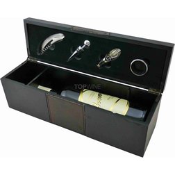Darčekový box na víno čierny Wine Selection - 4 pomôcky