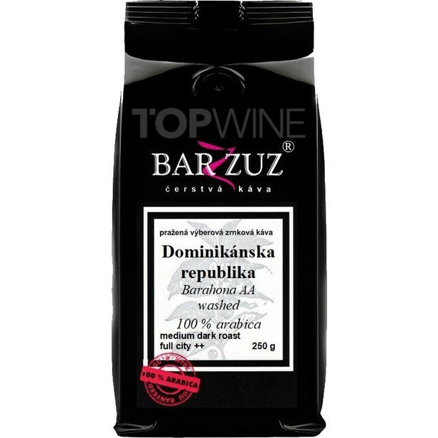 Barzzuz - Dominikánska republika, pražená káva - Barahona AA, praná, 250 g.jpg