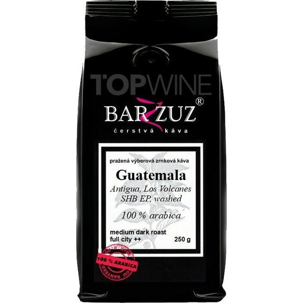Barzzuz - Guatemala, pražená káva - Antigua, Los Volcanes, SHB EP, praná, 250 g.jpg