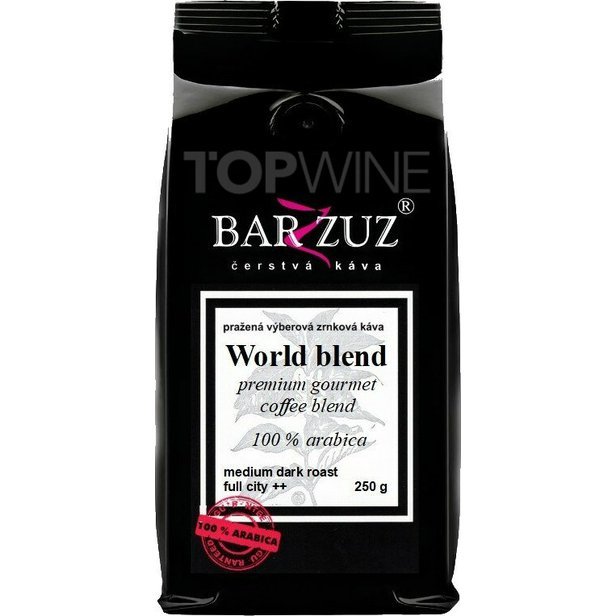 Barzzuz - World blend, pražená káva, 100  arabika, 250 g.jpg