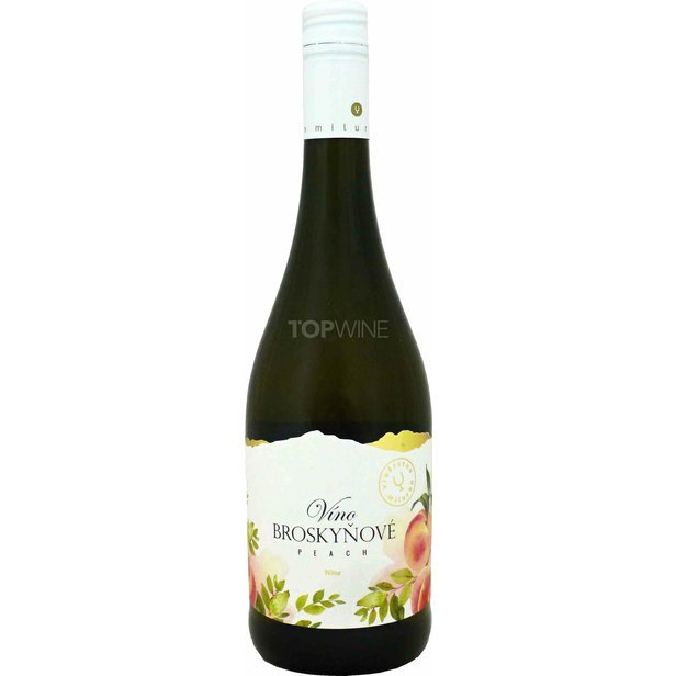 Miluron Broskyňové víno, značkové ovocné víno, sladké, 0,75 l.jpg