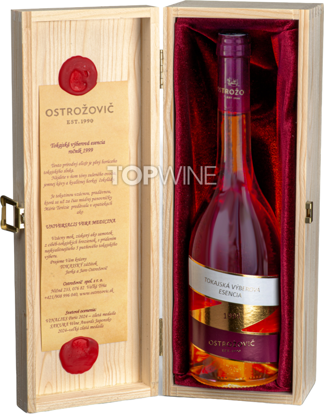 Tokajská výberová esencia, r. 1999, tokajské víno, sladké, 0,5 l OSTROŽOVIČ