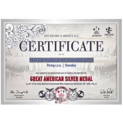 Great American International Wine Competition 2018 – strieborná medaila Pereg Višňové víno.JPG